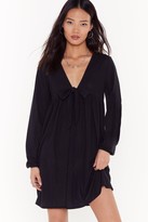 Thumbnail for your product : Nasty Gal Womens Tie to Be Nice Ribbed Mini Dress - Black - 6