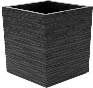 Tierra Verde 14" Citadel Serenity Outdoor Planter, Self Watering Design, Black