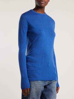 Raey Long Line Fine Knit Cashmere Sweater - Womens - Mid Blue