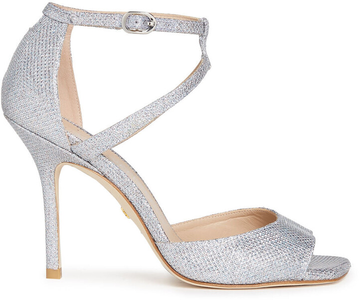 silver 2 strap heels