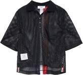 Thumbnail for your product : Thom Browne Grosgrain-trimmed Mesh Polo Shirt