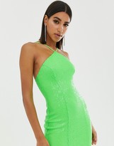 Thumbnail for your product : Goddiva backless sequin dress in lime