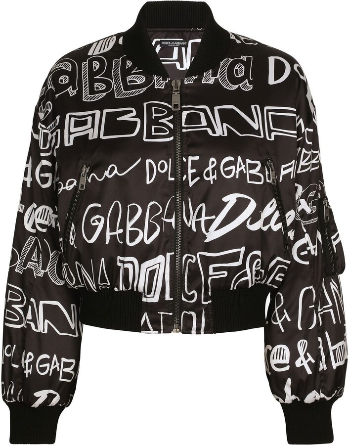 Dolce & Gabbana Logo-Print Zip-Up Bomber Jacket - ShopStyle