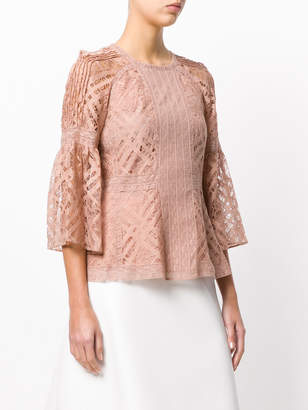 Burberry bell sleeve lace blouse