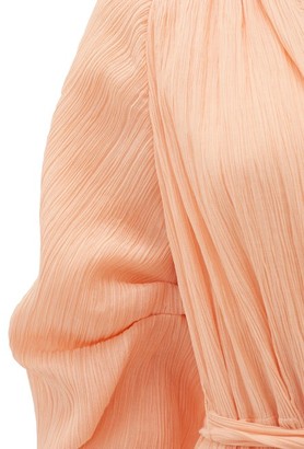 Gabriela Hearst Demeter Plisse Cotton-blend Chiffon Wrap Dress - Coral