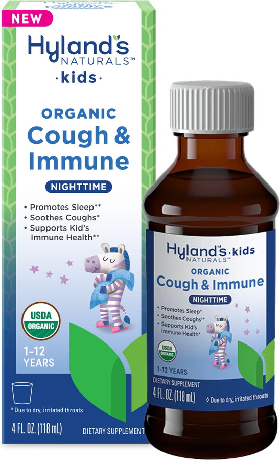 Hyland's Kids Organic Cough & Immune, Ages 1-12, Nighttime, 4 fl oz