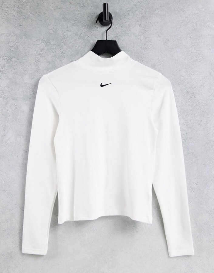 Nike Essentials mock neck long sleeve top in white - ShopStyle