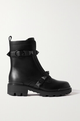 Valentino Garavani Roman Stud Leather Ankle Boots - Black - IT36