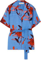 Diane von Furstenberg - Belted Printed Twill Shirt - Blue