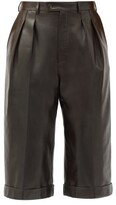 Thumbnail for your product : Saint Laurent High-rise Leather Bermuda Shorts - Brown