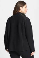 Thumbnail for your product : Eileen Fisher Leather Trim Merino Wool Jacket (Plus Size)