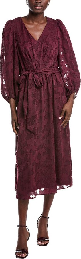 Anne Klein Floral Clip Midi Dress