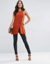 Thumbnail for your product : ASOS Longline Wrap Front Bandeau Top