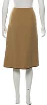 Thumbnail for your product : Prada Leather Trim Virgin Wool Pencil Skirt