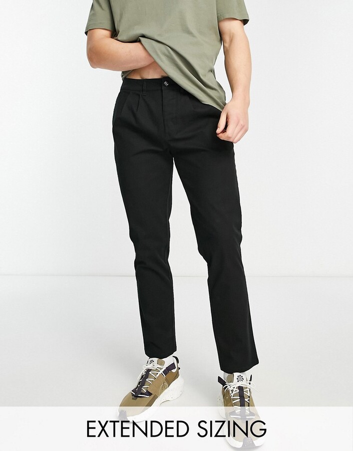 ASOS DESIGN cigarette chinos with pleats in black - ShopStyle