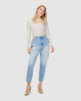 Thumbnail for your product : Only Women's White Long Sleeve Tops - Nessa Peek-A-Boo Top