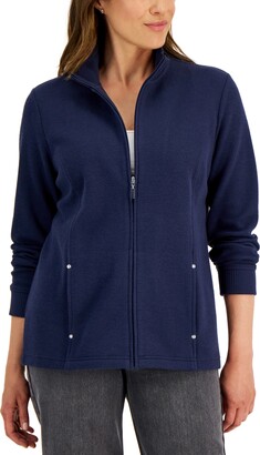 Karen Scott Petite Solid Zip Mock Neck Jacket, Created for Macy's -  ShopStyle