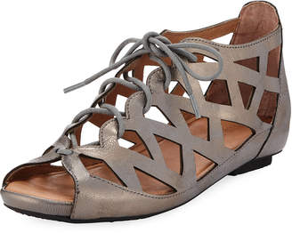 Gentle Souls Brielle Lace-Up Flat Cutout Comfort Sandals