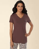 Thumbnail for your product : Soma Intimates Embraceable Cool Nights Short Sleeve V-Neck Pajama Tee Raisin Brown