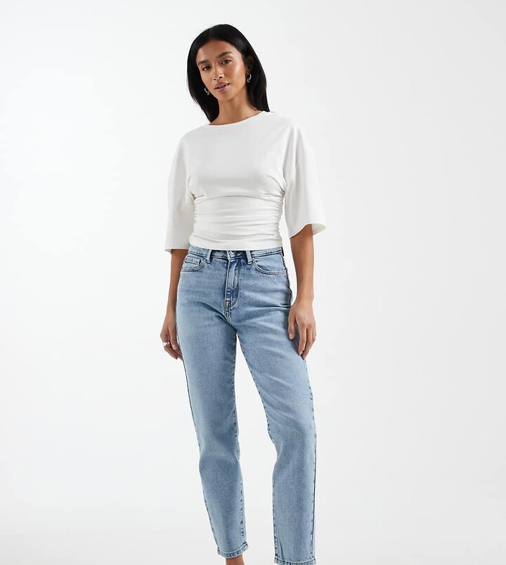 ONLY Petite Emily high rise straight leg jeans in light blue