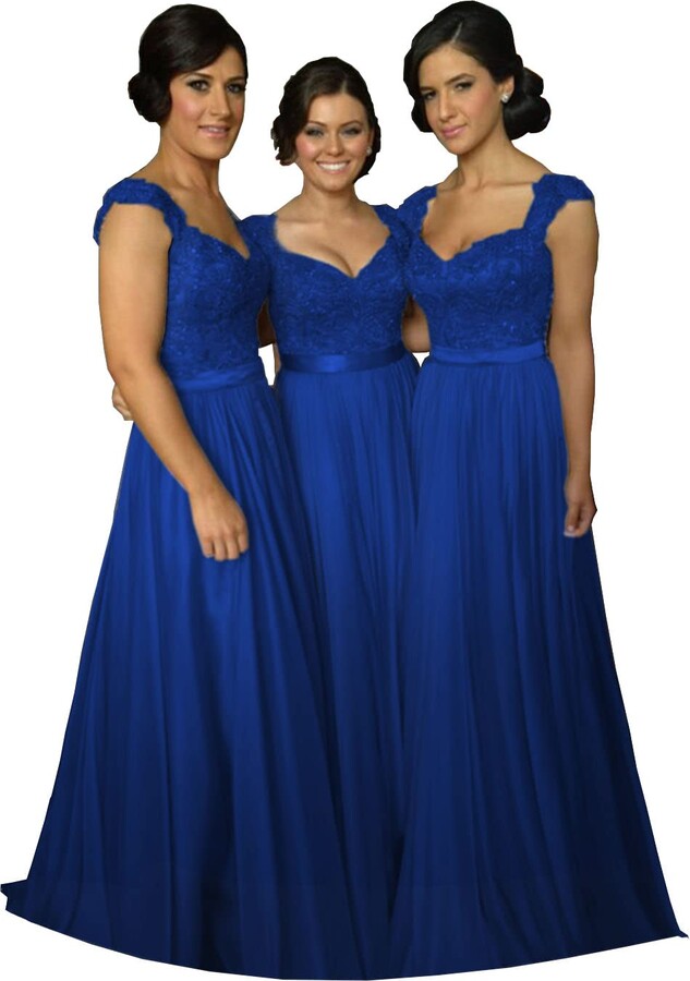Lecureler Lace Bodice Prom Bridesmaid Dress Royal Blue Size 12 ShopStyle