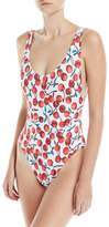 Thumbnail for your product : Milly Deep Side-Scoop Cherry-Print One-Piece Swimsuit