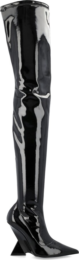 kaolin stretch patent leather boot