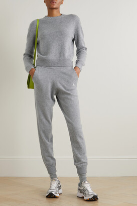 Sporty & Rich Ina Embroidered Cashmere Sweatpants - Gray  