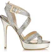 Thumbnail for your product : Jimmy Choo Vamp Champagne Glitter Fabric Platform Sandals
