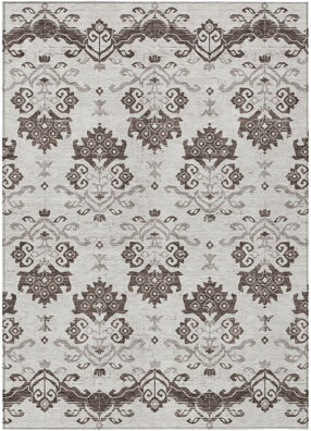 HomeRoots 10' X 14' Taupe Oriental Washable Indoor Outdoor Area Rug