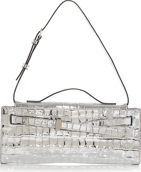 Veronica Beard Dash Croc Embossed Leather Clutch