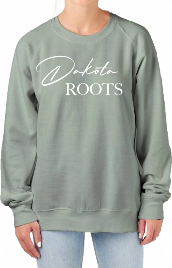 The Minted Olive Dakota Roots Puff Print Crewneck Sweatshirt In Greenstone