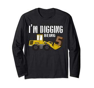 5th Birthday Shirt - Digging Construction Long Sleeve Shirt