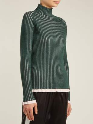 Burberry Contrast Trim Cashmere Blend Sweater - Womens - Green