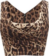 Thumbnail for your product : Dolce & Gabbana Draped Leopard-print Silk-blend Satin Cropped Top