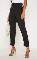 Thumbnail for your product : PrettyLittleThing Black Super High Waisted Belted Tapered Trouser