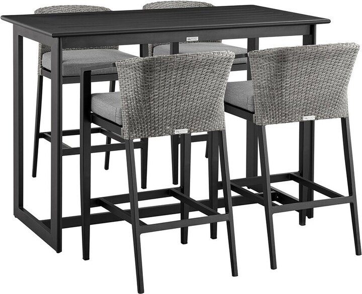 Armen Living Palma Outdoor Patio 5-Piece Bar Table Set