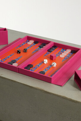 Alexandra Llewellyn Travel Leather Backgammon Set - Pink