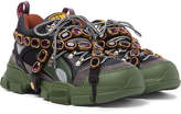Thumbnail for your product : Gucci Flashtrek Embellished Suede, Leather And Mesh Sneakers