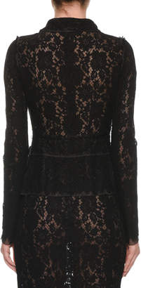 Dolce & Gabbana Button-Front Long-Sleeve Fitted Lace Jacket
