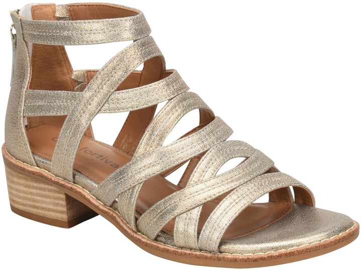 gold gladiator block heels