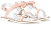 Thumbnail for your product : MonnaLisa faux pearl trim sandals