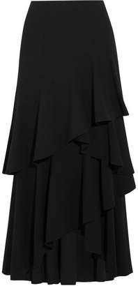 Alice + Olivia Martina Asymmetric Ruffled Crepe Maxi Skirt - Black
