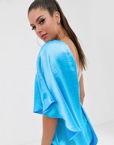 Thumbnail for your product : Asos Tall ASOS DESIGN Tall satin one shoulder midi dress with double layer