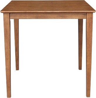 International Concepts 36" Square Pedestal Table – Solid Wood Butcher Block Top, 29.9" Height, Natural Finish