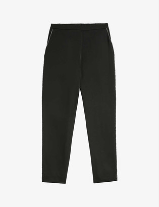 Ted Baker Adelon crystal-trim slim-fit high-rise crepe trousers