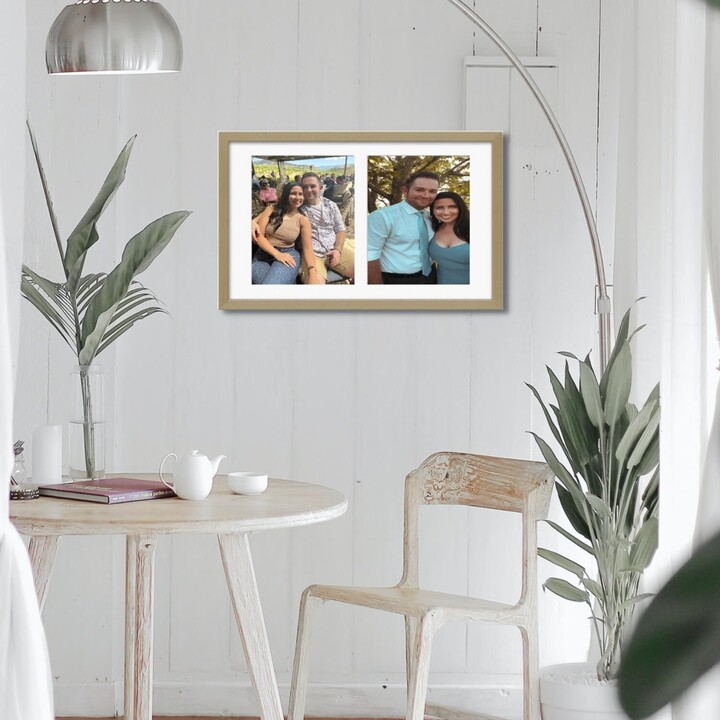 Picture Frame Collage - Holds Two Photos Solid Hardwood Handmade Fade Resistant Mat Board