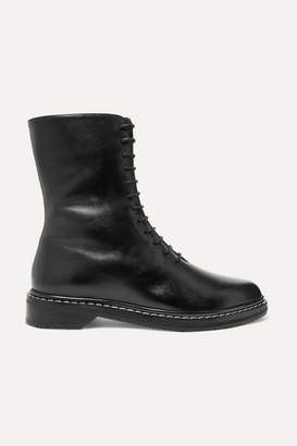 The Row Fara Leather Ankle Boots - Black