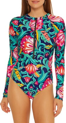 Trina Turk India Garden Zip One-Piece Swimsuit
