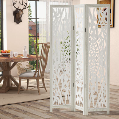 Bungalow Rose Wood Room Divider Folding Privacy Screen Home Decor